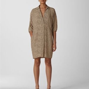 Whistles London Lola Mini Cocoon Leopard Print Shirt Dress
